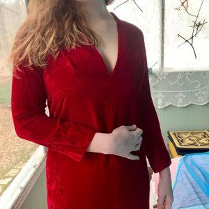 Elegant Vintage Red Velvet Dress